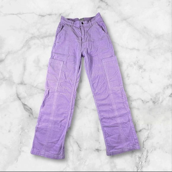 Arizona Jean Company Pants - Y2K Corduroy Cargo Pants 100% Cotton Lilac Womens 5 Retro Wide Leg Baggy Trendy
